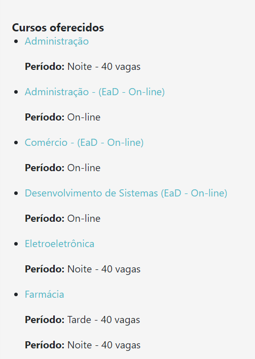 #PraTodosVerem visualiza-se a lista de cursos oferecidos pela ETEC.